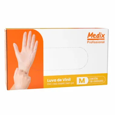 Luvas de Vinil Medix Profissional PVC N&atilde;o Est&eacute;ril Sem P&oacute; Tamanho M 100 Unidades