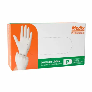 Luva de L&aacute;tex com P&oacute; Medix Profissional Tamanho P 100 Unidades