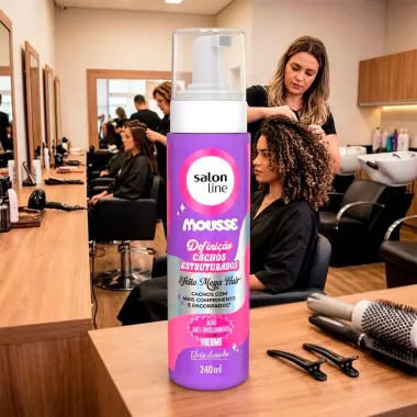 Mousse Salon Line Defini&ccedil;&atilde;o Cachos Estruturados Efeito Mega Hair Efeitto Durinho 240ml