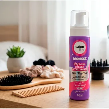 Mousse Salon Line Defini&ccedil;&atilde;o Cachos Estruturados Efeito Mega Hair Efeitto Durinho 240ml