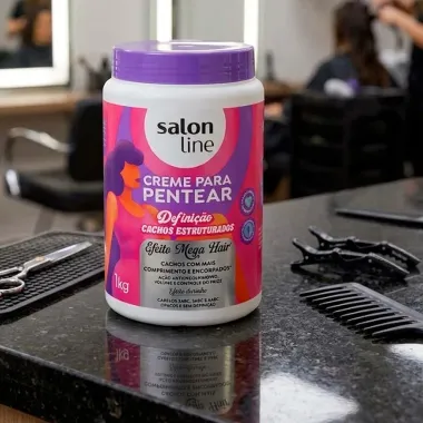 Creme de Pentear Salon Line Defini&ccedil;&atilde;o Cachos Estruturados Efeito Mega Hair 1kg