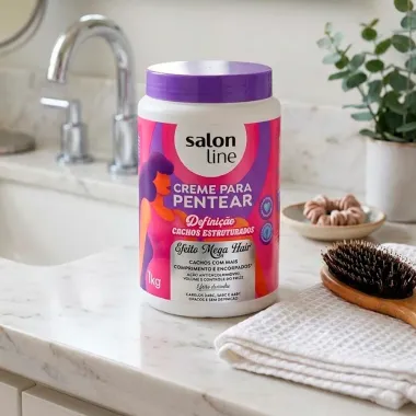 Creme de Pentear Salon Line Defini&ccedil;&atilde;o Cachos Estruturados Efeito Mega Hair 1kg