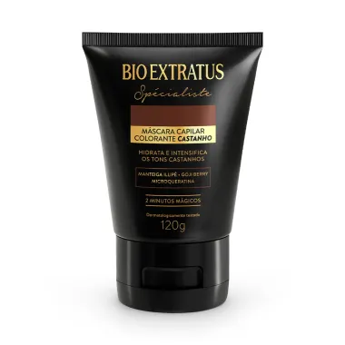 M&aacute;scara Capilar Colorante Bio Extratus Sp&eacute;cialiste Cor Castanho 120g