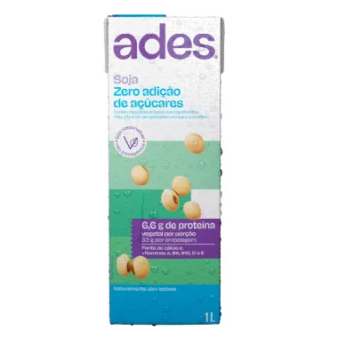 Bebida Vegetal Ades Soja Zero Adi&ccedil;&atilde;o de A&ccedil;&uacute;cares 1 Litro