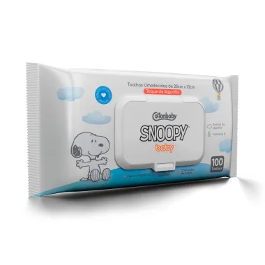 Toalhas Umedecidas Cottonbaby Snoopy Baby Toque de Algod&atilde;o 100 Unidades