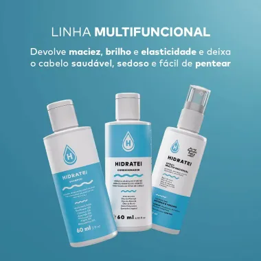 Kit Viagem Hidratei Multifuncional Shampoo 60ml e Condicionador 60ml e Spray Multifuncional 60ml