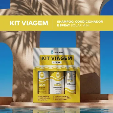 Kit Viagem Hidratei Solar Shampoo 60ml e Condicionador 60ml e Spray Multifuncional Solar 60ml