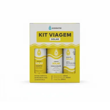 Kit Viagem Hidratei Solar Shampoo 60ml e Condicionador 60ml e Spray Multifuncional Solar 60ml