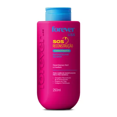 Condicionador Reconstrutor Selador Forever Liss Sos Reconstru&ccedil;&atilde;o para Cabelos Danificados Pr&eacute; e P&oacute;s Qu&iacute;mica 250ml