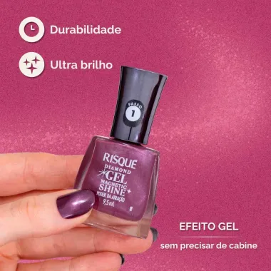 Esmalte Risqu&eacute; Diamond Gel Magnetic Shine Cor Poder da Atra&ccedil;&atilde;o 9,5ml