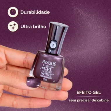 Esmalte Risqu&eacute; Diamond Gel Magnetic Shine Cor Frequ&ecirc;ncia M&iacute;stica 9,5ml
