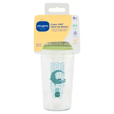 Copo de Transi&ccedil;&atilde;o MAM 360&deg; Antivazamento 8+ Meses Azul 290ml