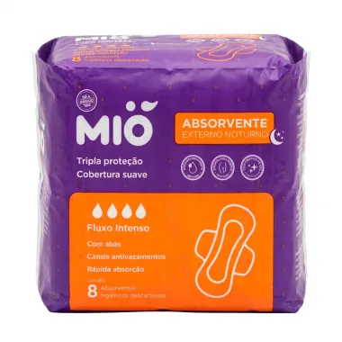 Absorvente Mi&oacute; Noturno Tripla Prote&ccedil;&atilde;o Cobertura Suave com Abas 8 Unidades