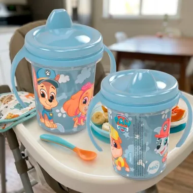 Caneca de Transi&ccedil;&atilde;o Mi&oacute; Trio Patrulha Canina com Al&ccedil;a 280ml