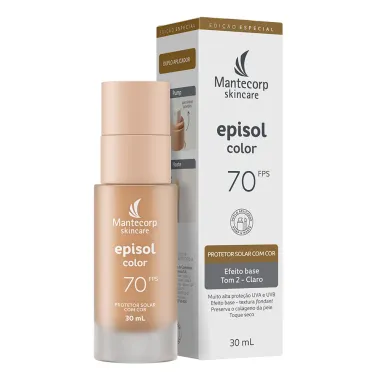 Protetor Solar Episol Color FPS 70 Cor Tom 2 Claro Duplo Aplicador 30ml