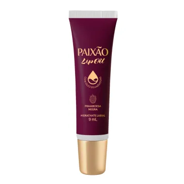 Lip Oil Paix&atilde;o Hidratante Labial Sabor Framboesa Negra 9ml