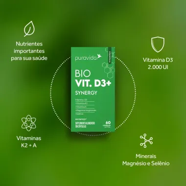 Puravida Vitamina D3 Suplemento Alimentar 60 C&aacute;psulas