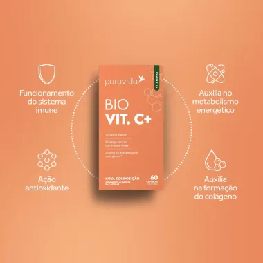 Bio Vit C+ Puravida com 60 C&aacute;psulas