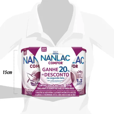 Fórmula Infantil NANLAC Comfor 2 Latas 800g cada e Ganhe 20% Desconto na Segunda Lata