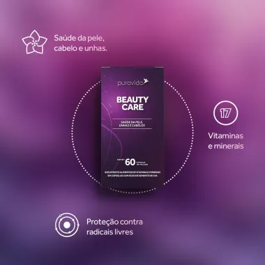 Beauty Care Puravida Pele, Unha e Cabelo com 60 C&aacute;psulas