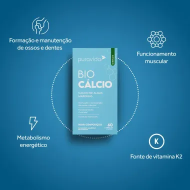 Bio C&aacute;lcio Puravida com 60 C&aacute;psulas
