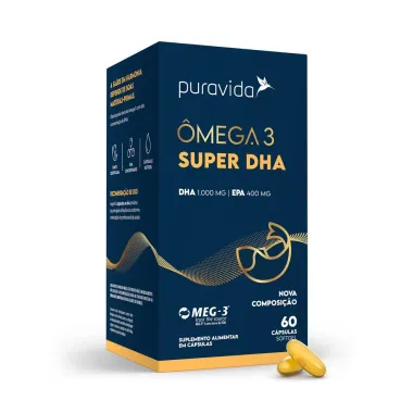 Ômega 3 DHA Puravida com 60 Cápsulas