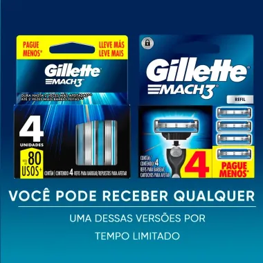 Carga para Aparelho de Barbear Gillette Mach3 Leve 4 Pague 3
