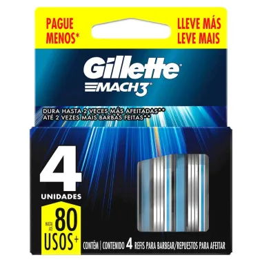 Carga para Aparelho de Barbear Gillette Mach3 Leve 4 Pague 3