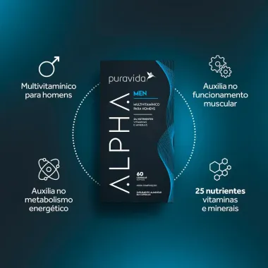 Alpha Men Puravida com 60 C&aacute;psulas Softgel