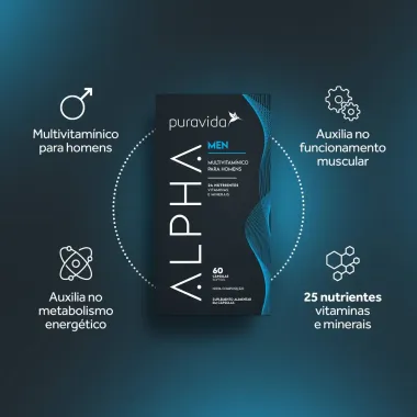 Alpha Men Puravida com 60 C&aacute;psulas Softgel