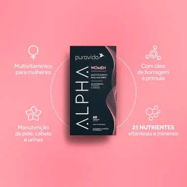Alpha Women Puravida Suplemento Alimentar 60 C&aacute;psulas