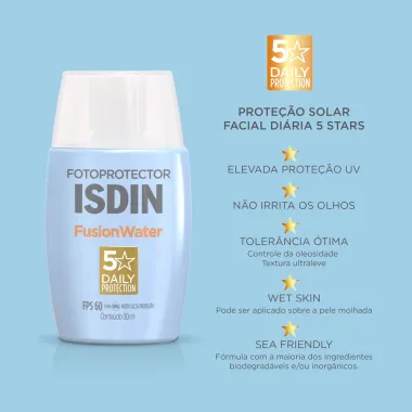 Protetor Solar Facial Isdin Fusion Water Oil Control FPS 60 com 30ml