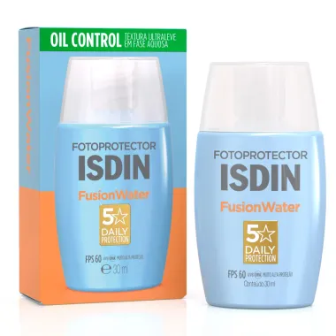 Protetor Solar Facial Isdin Fusion Water Oil Control FPS 60 com 30ml