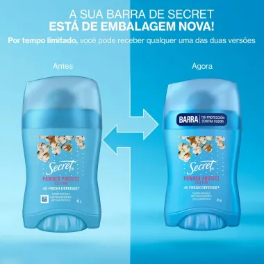 Desodorante Antitranspirante em Barra Secret Prote&ccedil;&atilde;o de Algod&atilde;o 45g