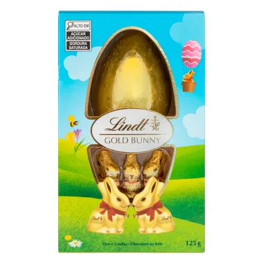 Ovo de P&aacute;scoa Lindt Gold Bunny Chocolate Ao Leite 125g