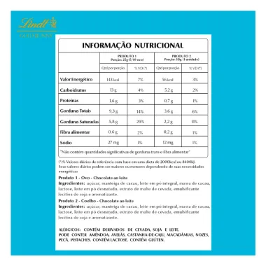 Ovo de P&aacute;scoa Lindt Gold Bunny Chocolate Ao Leite 125g