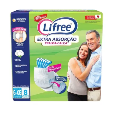 Fralda Calça Lifree Extra Absorção Tamanho G/XG 8 Unidades