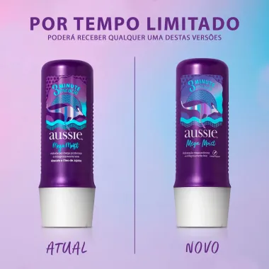 Tratamento Aussie Mega Moist 3 Minute Miracle Super Hidratação 236ml
