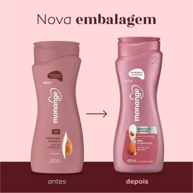 Hidratante Monange Hidrata&ccedil;&atilde;o Intensiva Leite de Am&ecirc;ndoas Pele Seca com A&ccedil;&atilde;o Desodorante 400ml