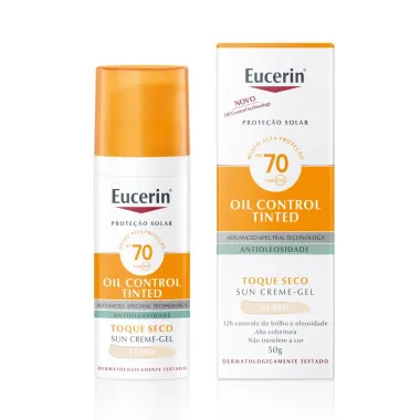 Eucerin Sun Oil Control Tinted Claro FPS 70 Protetor Solar Facial 50g