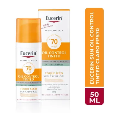 Eucerin Sun Oil Control Tinted Claro FPS 70 Protetor Solar Facial 50g
