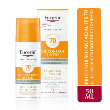 Eucerin Sun Oil Control Tinted Claro FPS 70 Protetor Solar Facial 50g