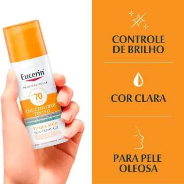 Eucerin Sun Oil Control Tinted Claro FPS 70 Protetor Solar Facial 50g