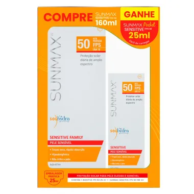Protetor Solar Sunmax Sensitive FPS 50 160ml e Ganhe Sunmax FPS 50 25ml