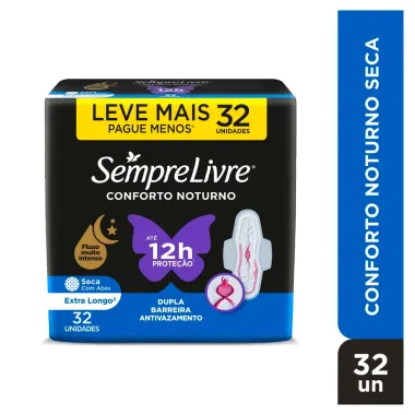 Absorvente Externo Sempre Livre Conforto Noturno Seca 32unidades Leve Mais Por Menos