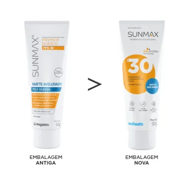 Protetor Solar Sunmax Primer Diàrio Matte Aveludado Pele Oleosa FPS 30 Gel Creme 50g