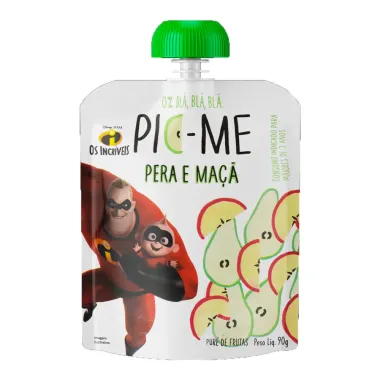 Purê de Frutas Pic - Me Os Incríveis sabor Pera e Maçã 90g