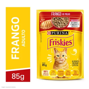Ração Úmida para Gato Friskies Adulto Sabor Frango ao Molho em Sachê 85g