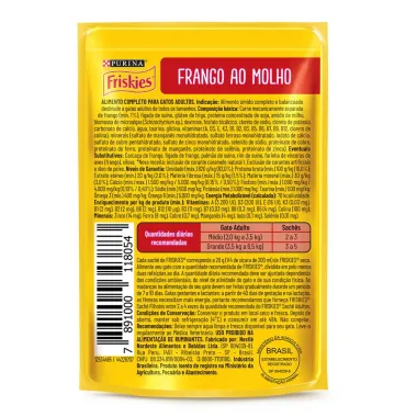 Ração Úmida para Gato Friskies Adulto Sabor Frango ao Molho em Sachê 85g