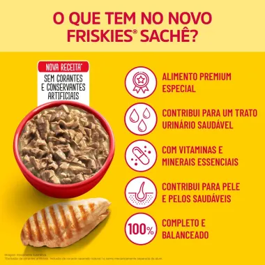 Ração Úmida para Gato Friskies Adulto Sabor Frango ao Molho em Sachê 85g